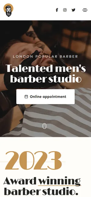 Barber Studio — mobiilivaade