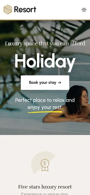 Resort — mobiilivaade